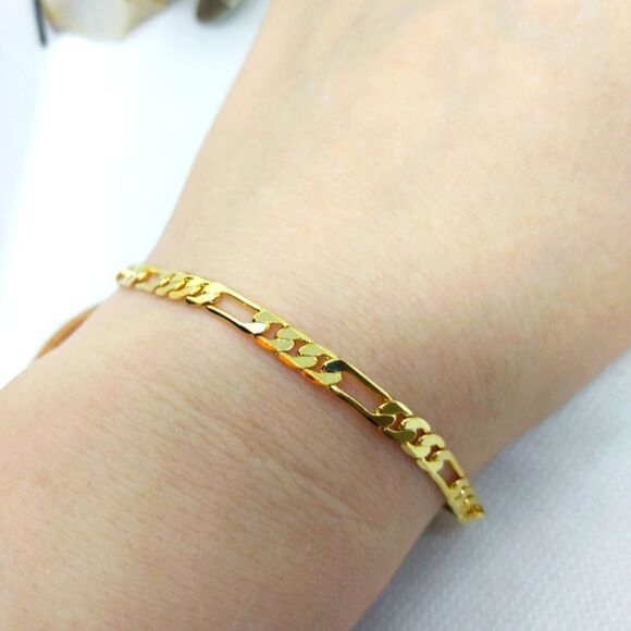 14kt gold‎ bonded stamped Mariner chain link bracelet masculine or femin… - Picture 1 of 4